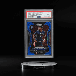 2022 Panini Prizm World Cup Qatar Blue Shimmer Aurelien Tchouameni ROOKIE /5 #97 PSA 9 MINT