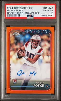 2024 DRAKE MAYE #01/25 TOPPS CHROME ORANGE REFRACTOR PSA 10.0