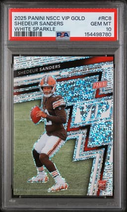 2025 PANINI NSCC VIP GOLD #RC8 SHEDEUR SANDERS WHITE SPARKLE PSA 10