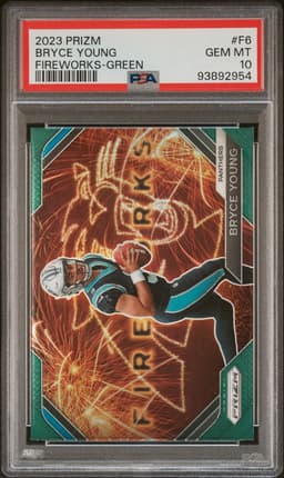 2023 Panini Prizm Fireworks #F-6 Bryce Young Green PSA 10