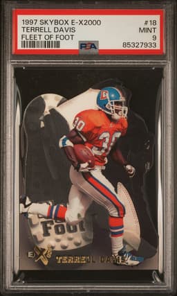 1997 TERRELL DAVIS #18 SKYBOX E-X2000 FLEET OF FOOT PSA 9.0