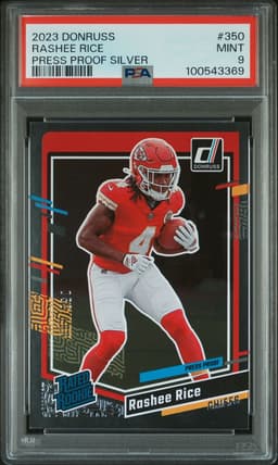 2023 RASHEE RICE #350 DONRUSS PRESS PROOF SILVER PSA 9.0