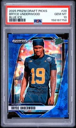 2025 Bryce Underwood #28 Prizm Draft Picks Blue Ice PSA 10.0