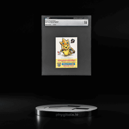 2014 Pokemon Center Mega Tokyo Grand Opening Sky Restaurant Sticker Stomping Poncho Wearing Pikachu CGC 10