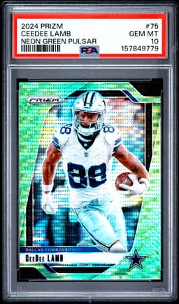2024 CeeDee Lamb #75 Prizm Neon Green Pulsar PSA 10.0