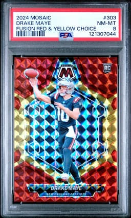 2024 Drake Maye #303 Mosaic Fusion Red Yellow Choice PSA 8.0