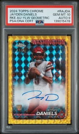 2024 JAYDEN DANIELS #71/75 TOPPS CHROME YLW GEOMETRIC PSA 10.0