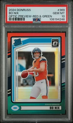 2024 DONRUSS OPTIC PREVIEW-RED & GREEN #369 BO NIX PSA 10