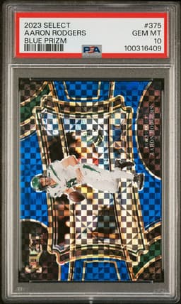2023 Panini Select #375 Aaron Rodgers Blue Prizm PSA 10
