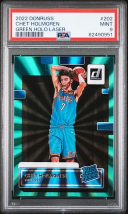 2022 CHET HOLMGREN #202 DONRUSS GREEN HOLO LASER PSA 9.0