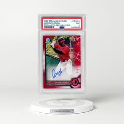 2022 Bowman Chrome Prospect Autographs #CPAJCO Jaison Chourio - Red Wave Refractor (PSA 9 MINT)