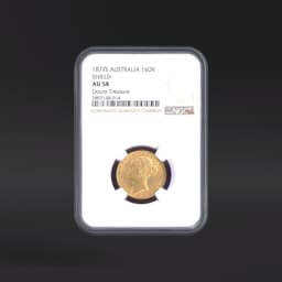 1877S AUSTRALIA 1SOV SHIELD Douro Treasure NGC AU58