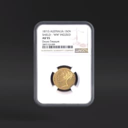1871S AUSTRALIA 1SOV SHIELD - "WW" INCUSED Douro Treasure NGC AU55