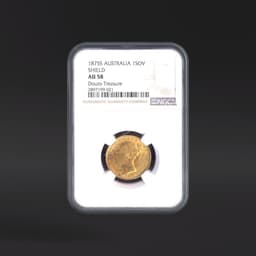 1875S AUSTRALIA 1SOV SHIELD Douro Treasure NGC AU58