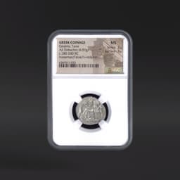 Calabria, Taras GREEK COINAGE AR Didrachm horseman/Taras(?)+dolphin NGC MS