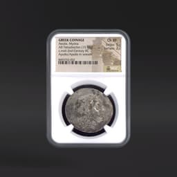 Aeolis, Myrina GREEK COINAGE AR Tetradrachm Apollo/Apollo in wreath NGC ChXF