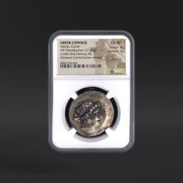 Aeolis, Cyme GREEK COINAGE AR Tetradrachm Amazon Cyme/horse+wreath NGC ChXF