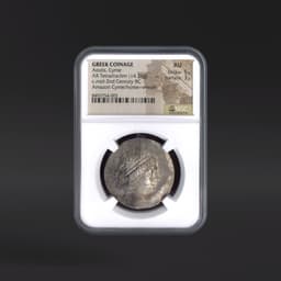 Aeolis, Cyme GREEK COINAGE AR Tetradrachm Amazon Cyme/horse+wreath NGC AU