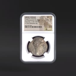 Kingdom of Bactria GREEK COINAGE AR Tetradrachm rv Zeus Bremetes stg. NGC XF