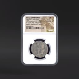 Tigranes II, 95-56 BC KINGS OF ARMENIA AR Tetradrachm branch; the Orontes below NGC VF