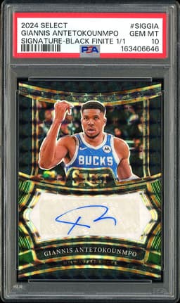 2024-25 Panini Select Signatures Giannis Antetokounmpo #SIGGIA Black Finite 1/1 PSA 10