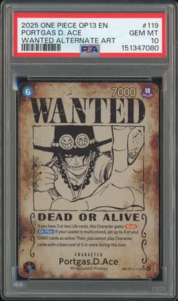 One Piece Portgas D. Ace #OP13-119 Carrying on His Will Alternate Art PSA 10