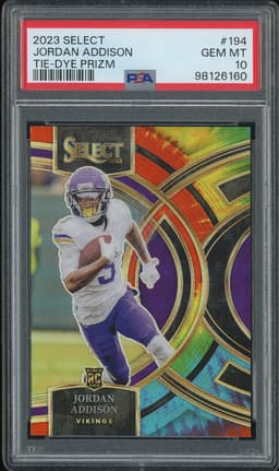2023 Select Jordan Addison #194 Tie-Dye Prizm /25 PSA 10