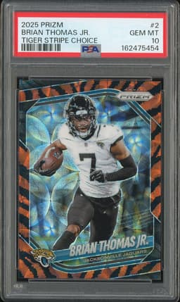 2025 Prizm Brian Thomas Jr. #2 Tiger Stripe Choice PSA 10
