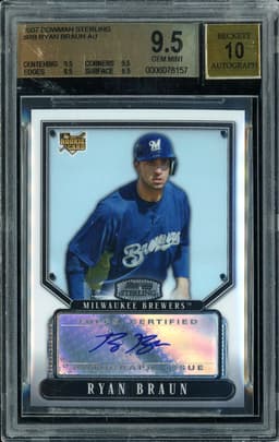 2007 Bowman Sterling Ryan Braun #RB Autograph BGS 9.5 Auto 10