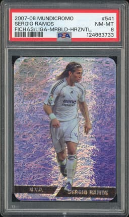 2007-08 Mundicromo Fichas Liga MRBLD-HRZNTL. Sergio Ramos #541 PSA 8