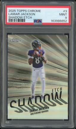 2025 Topps Chrome Shadow Etch Lamar Jackson #3 PSA 9