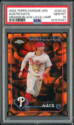 2024 Topps Chrome Update Austin Hays #USC32 Orange/Black Lava Lamp /15 PSA 10