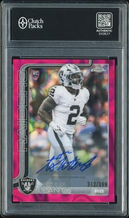 2025 Topps Chrome Rookies Autograph Variation Ashton Jeanty #RA-AJ Pink Lava Refractor Autograph /399