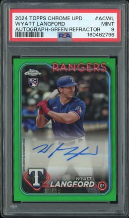 2024 Topps Chrome Update Autograph Wyatt Langford #AC-WL Green Refractor /99 PSA 9