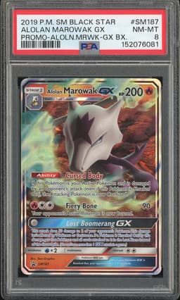 2019 Pokemon Sun & Moon Black Star Promo Alolan Marowak GX #SM187 PSA 8