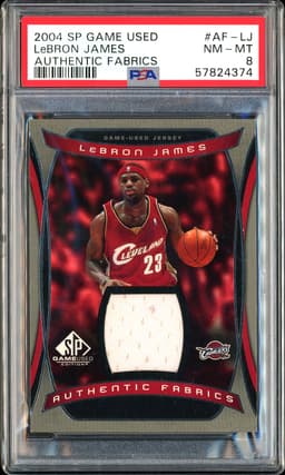 2004 SP Game Used Edition Authentic Fabrics LeBron James #AF-LJ PSA 8