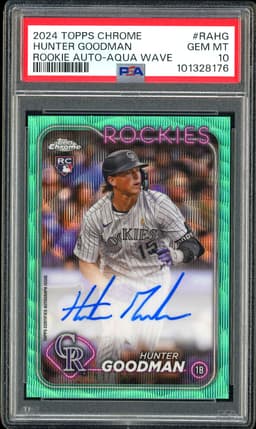 2024 Topps Chrome Rookie Autographs Hunter Goodman #RA-HG Aqua Wave /199 PSA 10