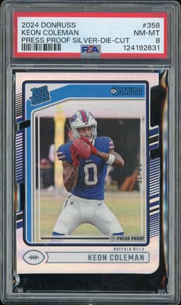 2024 Donruss Keon Coleman #358 Press Proof Silver Die-Cut PSA 8