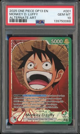 One Piece Monkey D. Luffy #OP13-001 Carrying on His Will Alternate Art PSA 10