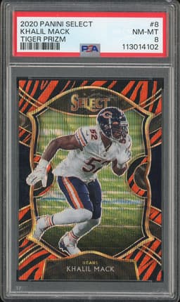 2020 Panini Select Khalil Mack #8 Tiger Prizm PSA 8