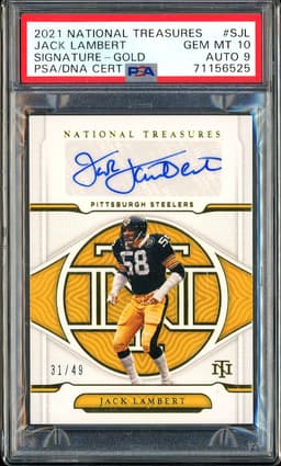 2021 National Treasures Signature Gold Jack Lambert #S-JL Autograph Gold /49 PSA 10