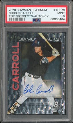 2020 Bowman Platinum Top Prospects Auto-Icy Corbin Carroll #TOP79 PSA 9