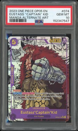 One Piece Eustass "Captain" Kid #OP05-074 Awakening of the New Era Manga Alt Art PSA 10