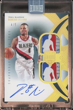 2024-25 Panini Eminence Dual Patch Autographs Damian Lillard #DPA-LIL Dual Logoman /5