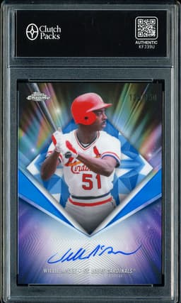 2026 Topps Chrome Topps 75 Willie McGee #75D-WM 75th Diamond Blue Autograph /150