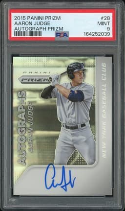 2015 Panini Prizm Aaron Judge #28 Autograph Prizm PSA 9