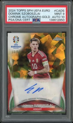 2024 Topps Chrome UEFA Euro 2024 Autograph Dominik Szoboszlai #CA-DS Gold /50 PSA 9