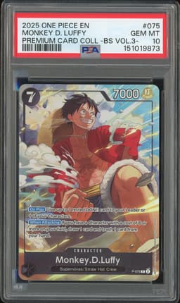 One Piece Monkey D. Luffy #P-075 Premium Card Collection - Best Selection Vol. 3 Promo PSA 10