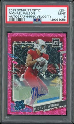 2023 Donruss Optic Rated Rookie Michael Wilson #204 Pink Velocity Autograph /50 PSA 9