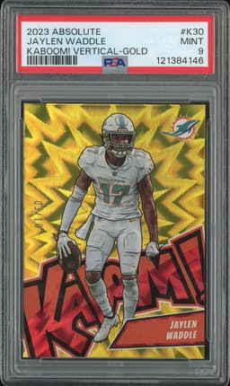 2023 Absolute Kaboom! Vertical Jaylen Waddle #K30 Gold /10 PSA 9